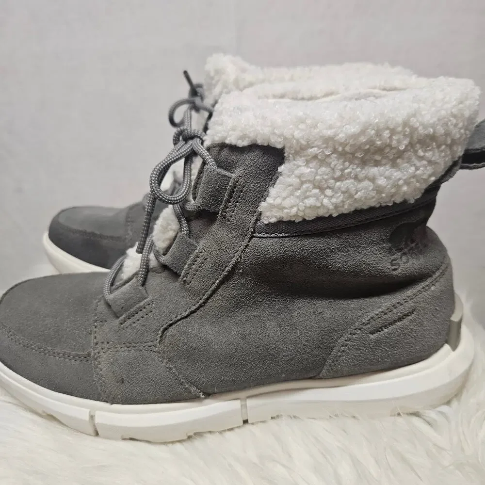 Sorel Explorer II Carnival Cozy Waterproof Boots Women Quarry/Sea Salt Size 8.5